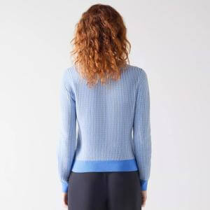 L.K. Bennett Vella Blue Cotton Stitch Detail Cardigan